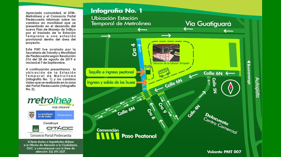 Ubicación estación temporal Metrolínea