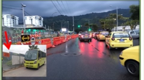 Portal Piedecuesta advierte invasión al carril de Metrolínea cerca de la obra